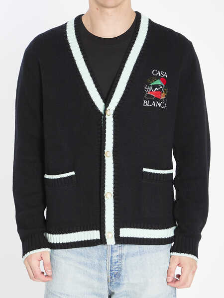 Cardigane Casablanca Cardigan With Stacked Casa Mountain Temple Design BLACK Barbati (BM 18765274) 1