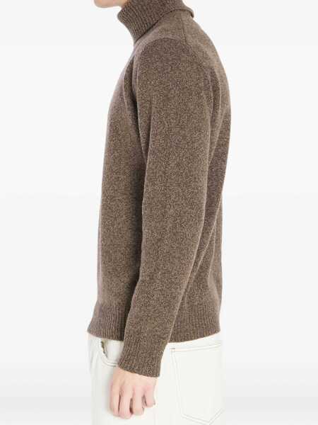 Pulovere Roberto Collina Mouline Turtleneck Sweater BROWN Barbati (BM 18765292) 4