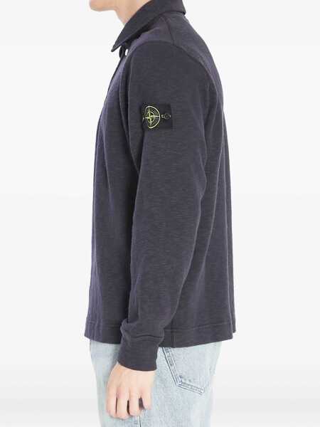 Tricouri Polo Stone Island Long-Sleeve Polo Shirt BLUE Barbati (BM 18765319) 4