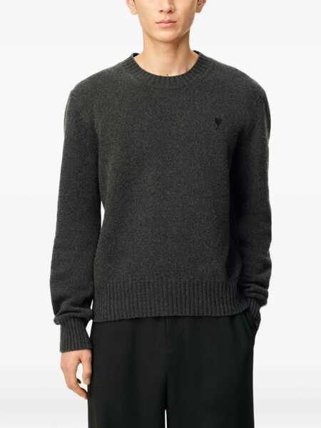 Pulovere AMI Paris Ami De Coeur Crewneck Sweater GREY Barbati (BM 18765331) 5