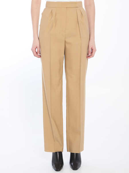Pantaloni casual Max Mara Mohair, Wool And Silk Trousers BEIGE Femei (BM 18765334) 1
