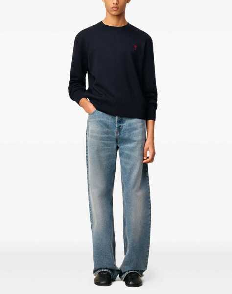 Pulovere AMI Paris Ami De Coeur Sweater BLUE Barbati (BM 18765370) 2