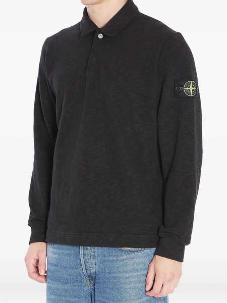 Tricouri Polo Stone Island Long-Sleeve Polo Shirt BLACK Barbati (BM 18765532) 2