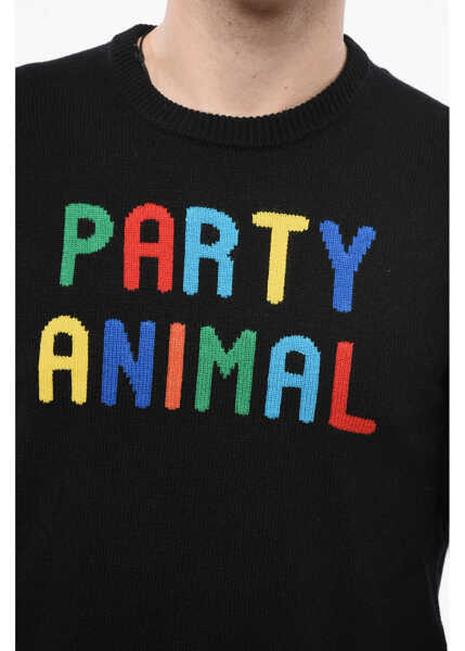 Pulovere Mc2 Saint Barth Wool Blend Party Animal Crew-Neck Sweater Black Barbati (BM 18765559) 3