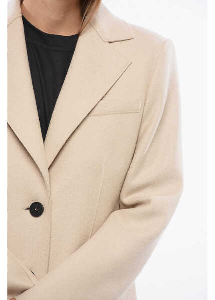 Paltoane Harris Wharf London Virgin Wool Coat With Flap Pockets And Split Beige Femei (BM 18765562) 3