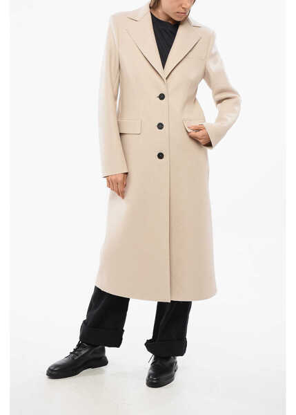 Paltoane Harris Wharf London Virgin Wool Coat With Flap Pockets And Split Beige Femei (BM 18765562) 4