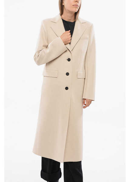 Paltoane Harris Wharf London Virgin Wool Coat With Flap Pockets And Split Beige Femei (BM 18765562) 1