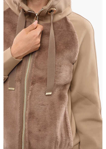 Bluze de trening Herno Resort Mock Neck Sweatshirt With Eco-Fur Front Beige Femei (BM 18765565) 3