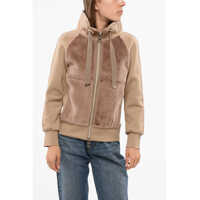 Bluze de trening Resort Mock Neck Sweatshirt With Eco-Fur Front Femei