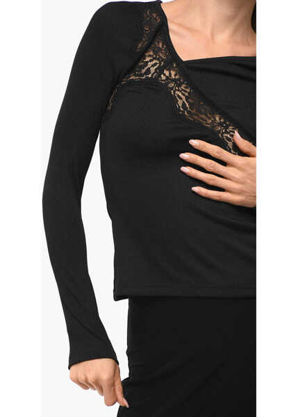 Bluze CHRISTOPHER ESBER Long Sleeved Top With Lace Insert Black Femei (BM 18765574) 4