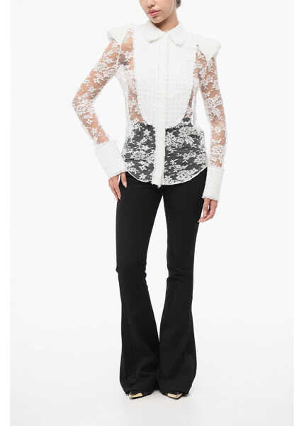 Camasi casual Balmain Lace Shirt With Padded Shoulders White Femei (BM 18765598) 4