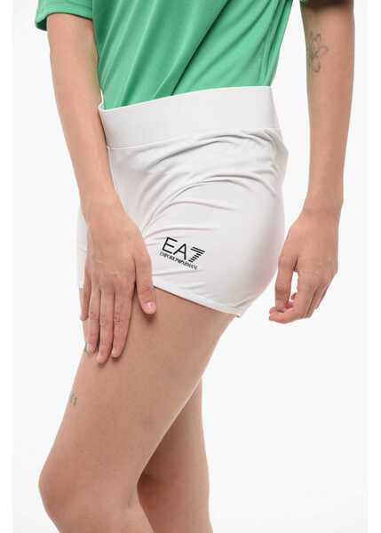 Pantaloni scurti Armani Ea7 Emporio Solid Color Stretch Fabric Shorts With Contrasti White Femei (BM 18765601) 3