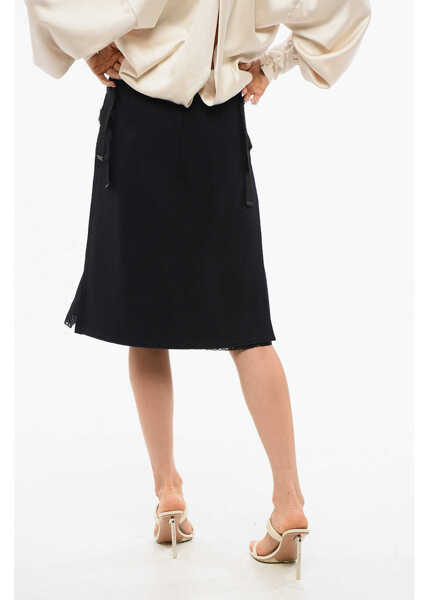 Fuste scurte N21 Virgin Wool Flared Skirt With Lace Detail Blue Femei (BM 18765604) 2