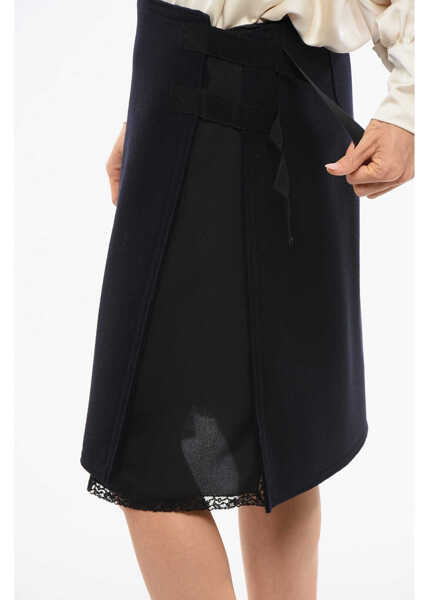 Fuste scurte N21 Virgin Wool Flared Skirt With Lace Detail Blue Femei (BM 18765604) 3