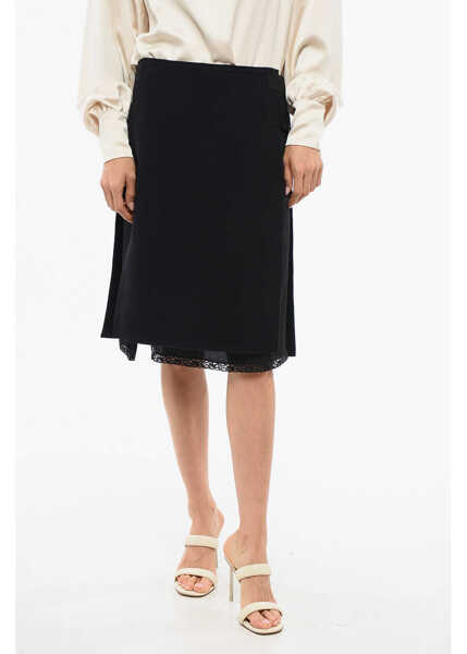 Fuste scurte N21 Virgin Wool Flared Skirt With Lace Detail Blue Femei (BM 18765604) 1