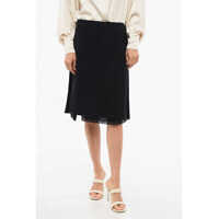 Fuste scurte Virgin Wool Flared Skirt With Lace Detail Femei