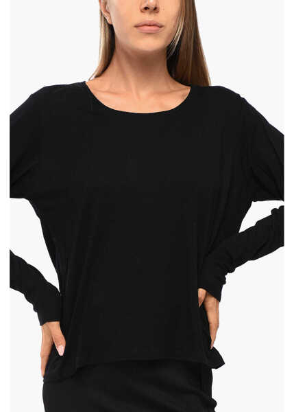 Tricouri Loulou Studio Wool Blend Ava Crew-Neck T-Shirt Black Femei (BM 18765619) 3