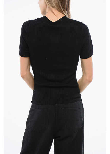 Pulovere Wolford Short Sleeve Ribbed Crew-Neck Sweater Black Femei (BM 18765625) 2