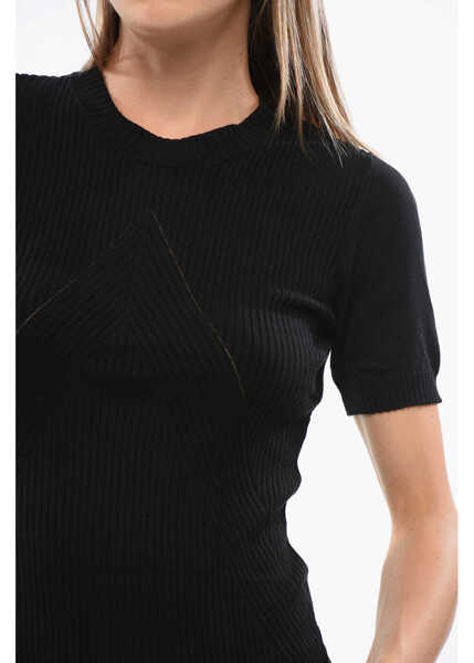 Pulovere Wolford Short Sleeve Ribbed Crew-Neck Sweater Black Femei (BM 18765625) 3