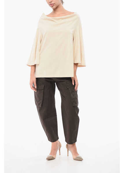 Bluze BY MALENE BIRGER 3/4Sleeved Lightweight Cotton Cowl-Neck Bryar Blouse Beige Femei (BM 18765634) 4