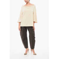 Imbracaminte Dama pagina 575 - Bluze BY MALENE BIRGER 3/4Sleeved Lightweight Cotton Cowl-Neck Bryar Blouse Beige Femei (BM 18765634) - B-mall.ro
