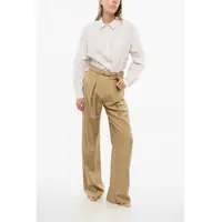 Imbracaminte Dama pagina 575 - Pantaloni casual Loro Piana Silk Single Pleated Pants With Belt Brown Femei (BM 18765637) - B-mall.ro