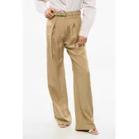 Pantaloni casual Silk Single Pleated Pants With Belt Femei