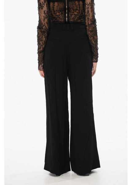 Pantaloni casual Balmain Viscose Crepe Wide Leg Pants Black Femei (BM 18765643) 2