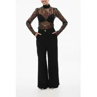 Imbracaminte Dama pagina 390 - Pantaloni casual Balmain Viscose Crepe Wide Leg Pants Black Femei (BM 18765643) - B-mall.ro