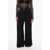 Balmain Viscose Crepe Wide Leg Pants Black