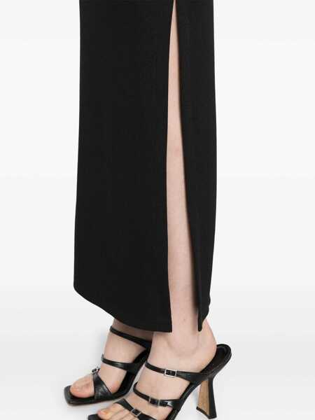 Fuste lungi CHRISTOPHER ESBER Solid Color Long Skirt With Lace Insert And Side Slit Black Femei (BM 18765649) 5
