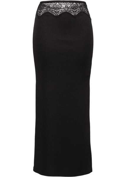 Fuste lungi CHRISTOPHER ESBER Solid Color Long Skirt With Lace Insert And Side Slit Black Femei (BM 18765649) 1