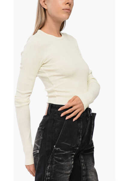 Pulovere AGOLDE Solid Color Ribbed Alma Crew-Neck Sweater White Femei (BM 18765658) 3