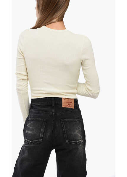 Pulovere AGOLDE Solid Color Ribbed Alma Crew-Neck Sweater White Femei (BM 18765658) 4