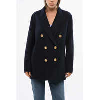 Paltoane Virgin Wool Double Breasted Coat With Golden Effect Buttons Femei