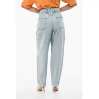 Blugi drepti Balmain Dama - Blugi drepti Balmain Double-Pleated Stretch Cotton Denims 18Cm Light Blue Femei (BM 18765664) - B-mall.ro