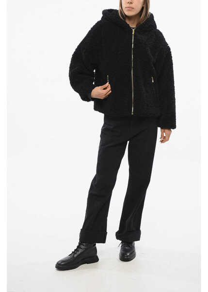 Jachete TATRAS Faux Fur Ipama Jacket With Hood And Golden Effect Details Black Femei (BM 18765745) 4