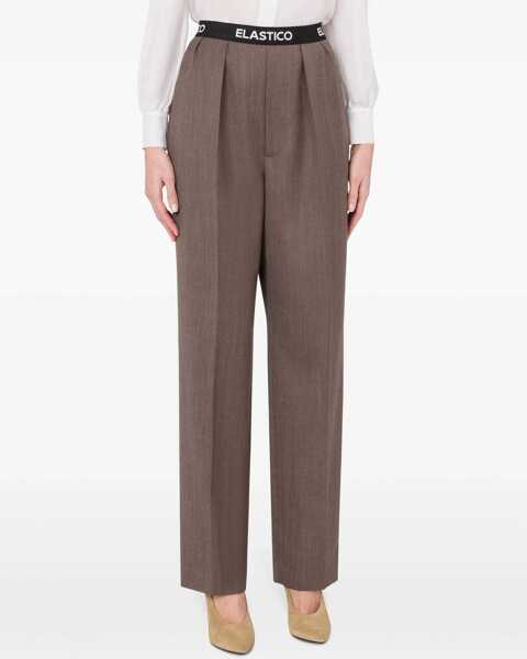 Pantaloni office Moschino Couture Virgin Wool Pants With Drawstring Waist Brown Femei (BM 18765748) 2