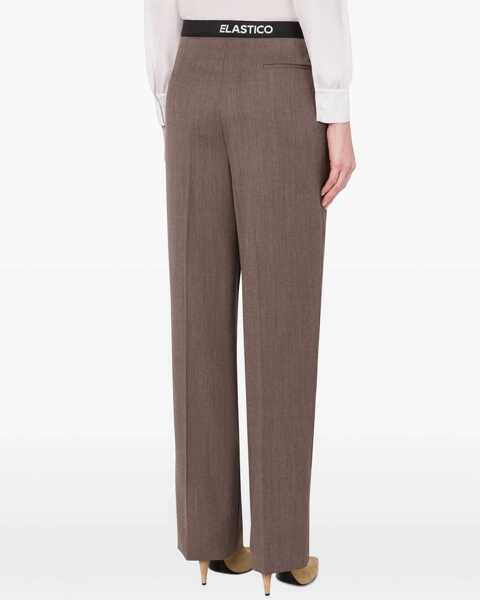 Pantaloni office Moschino Couture Virgin Wool Pants With Drawstring Waist Brown Femei (BM 18765748) 3