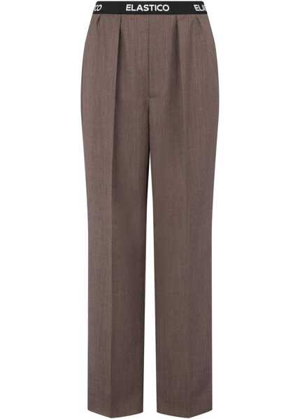 Pantaloni office Moschino Couture Virgin Wool Pants With Drawstring Waist Brown Femei (BM 18765748) 1