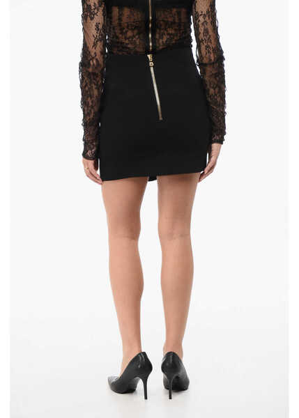 Fuste casual Balmain Wrap Skirt With Gold Finish Buttons Black Femei (BM 18765751) 2