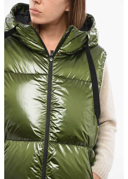 Geci de iarna Herno Laminar Sleeveless Dwon Jacket With Hood Green Femei (BM 18765766) 3
