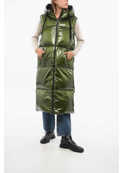 Geci de iarna Herno Laminar Sleeveless Dwon Jacket With Hood Green Femei (BM 18765766) 4