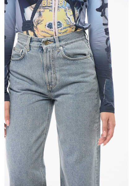 Blugi drepti Loulou Studio Wide Leg Jeans With Silver Effect Buttons 21Cm Light Blue Femei (BM 18765769) 3