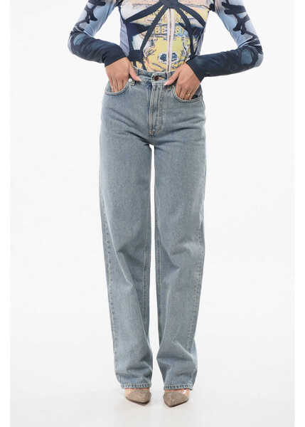 Blugi drepti Loulou Studio Wide Leg Jeans With Silver Effect Buttons 21Cm Light Blue Femei (BM 18765769) 1