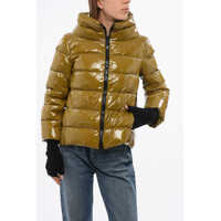 Geci de iarna Shiny Nylon Down Jacket With Belt Femei