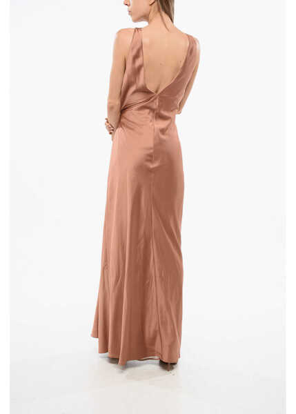 Rochii lungi Pinko Frontal Draped Wrap Dress Brown Femei (BM 18765796) 2