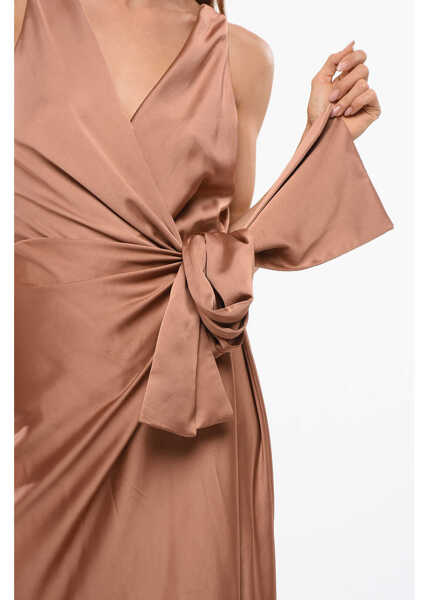 Rochii lungi Pinko Frontal Draped Wrap Dress Brown Femei (BM 18765796) 3