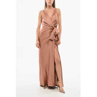 Rochii lungi Frontal Draped Wrap Dress Femei