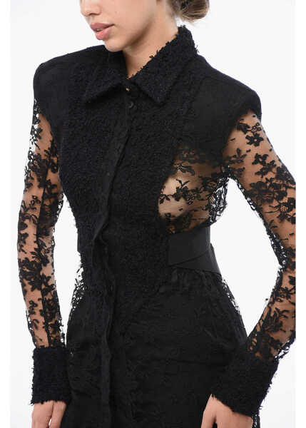 Camasi casual Balmain Lace Shirt With Padded Shoulders Black Femei (BM 18765802) 3